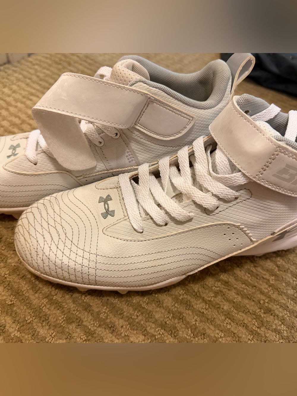 Under Armour White High-Top cleats with Textured Mesh